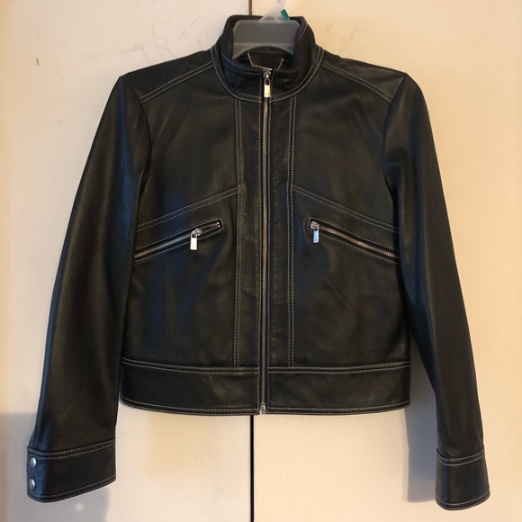 MMK LEATHER JACKET SIZE MEDIUM BLACK - Picture 1 of 6